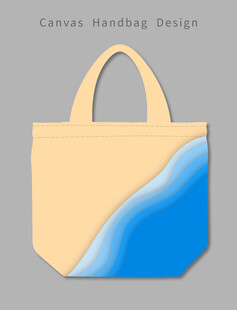 简约海浪图案帆布手提包