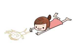 画画小女孩卡通
