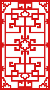 中式传统红色窗格图案