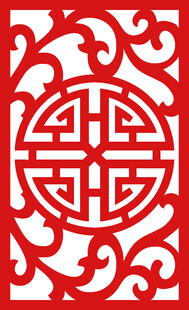 中式传统红色镂空吉祥图案