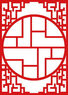 中式传统红色窗格图案