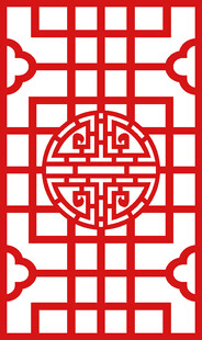 中式传统红色窗格图案