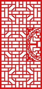 中式传统红色窗格图案