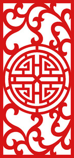 中式传统红色镂空福字图案