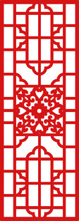 中式红色雕花窗棂图案