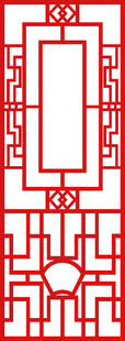 中式传统红色几何窗棂图案