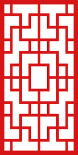 中式红色几何窗棂图案