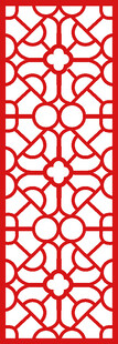 中式红色镂空窗格图案