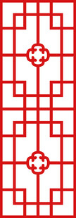中式传统红色几何窗格图案