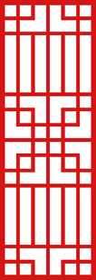 中式红色几何窗格图案