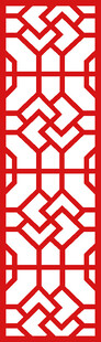 中式红色几何窗格图案
