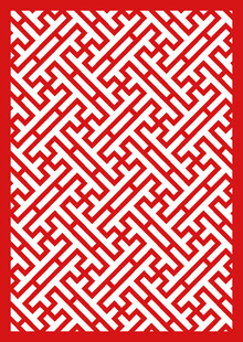 中式红底几何花纹图案