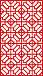 中式红底几何花纹图案