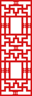 中式红色镂空窗格图案