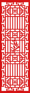 中式红色几何镂空窗棂图案