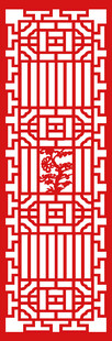中式红色几何镂空花纹图案