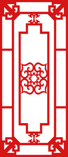 中式传统红色窗格图案