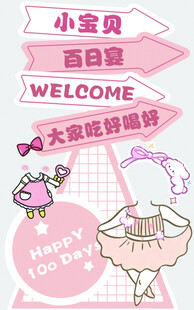 小宝贝百日宴欢迎牌