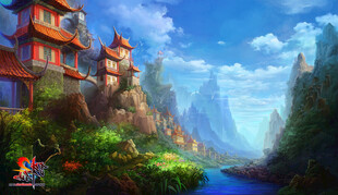 奇幻山间小屋与秀丽风景