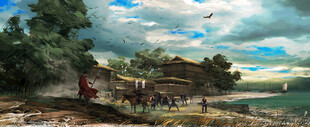 古代战场场景油画