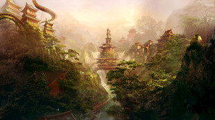 奇幻山林中的神秘建筑