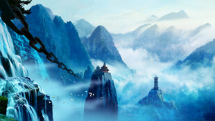梦幻蓝色山水壮丽景观
