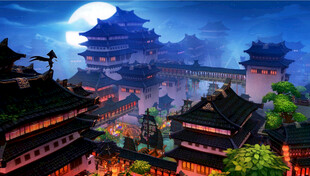 月夜下的古风楼阁美景