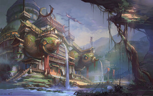 奇幻森林中的神秘建筑