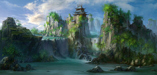 奇幻山水间的神秘城堡