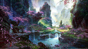 梦幻仙境般的奇幻山水景色