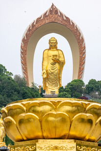 庄严金佛立于莲花宝座