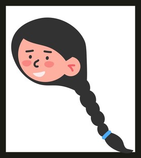 扎长辫的卡通女孩