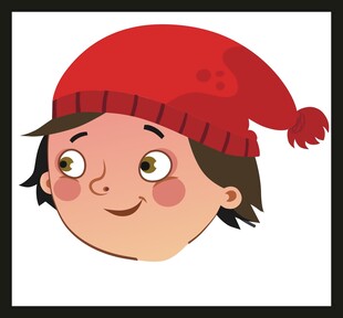戴红帽的可爱卡通小孩