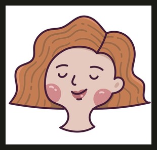 微笑闭眼的卡通女性头像