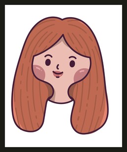 长发微笑卡通女孩头像