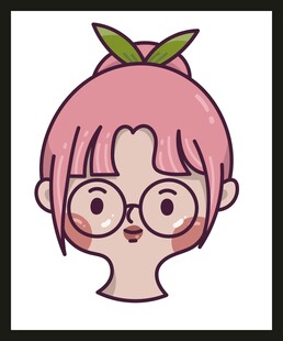戴眼镜的粉色头发卡通女孩