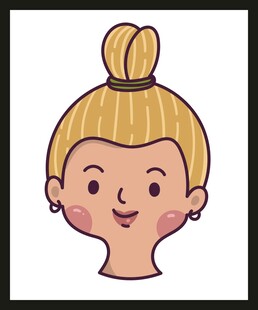 扎发髻的可爱卡通女孩