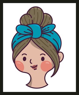 扎头巾的可爱卡通女孩