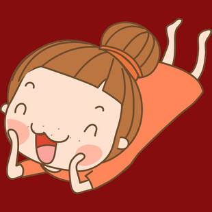 趴着吐舌的可爱卡通女孩