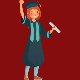 毕业女孩手持文凭开心庆祝