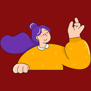 紫色长发女孩俏皮比手势