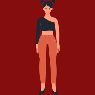 时尚单肩上衣穿搭女性形象