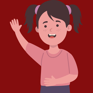 挥手小女孩