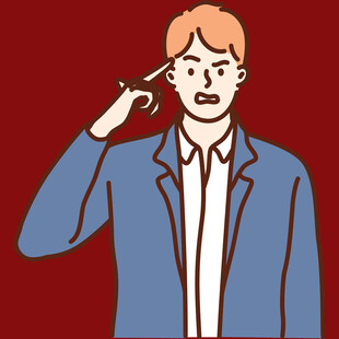 男士用手扯动耳部