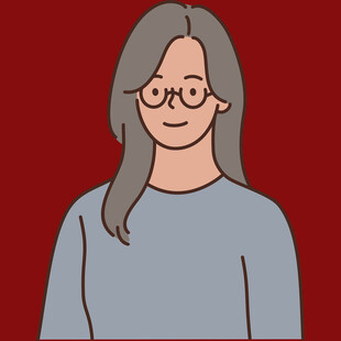 戴眼镜的长发女性形象
