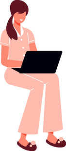女子惬意使用笔记本电脑