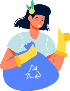 环保女孩分类垃圾