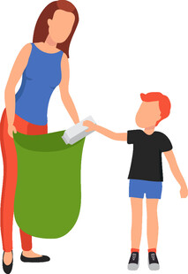 母子携手共做环保行动