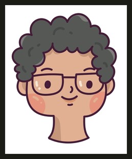 戴眼镜的卷发卡通人物