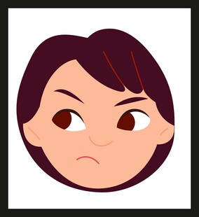 皱眉的卡通女性头像